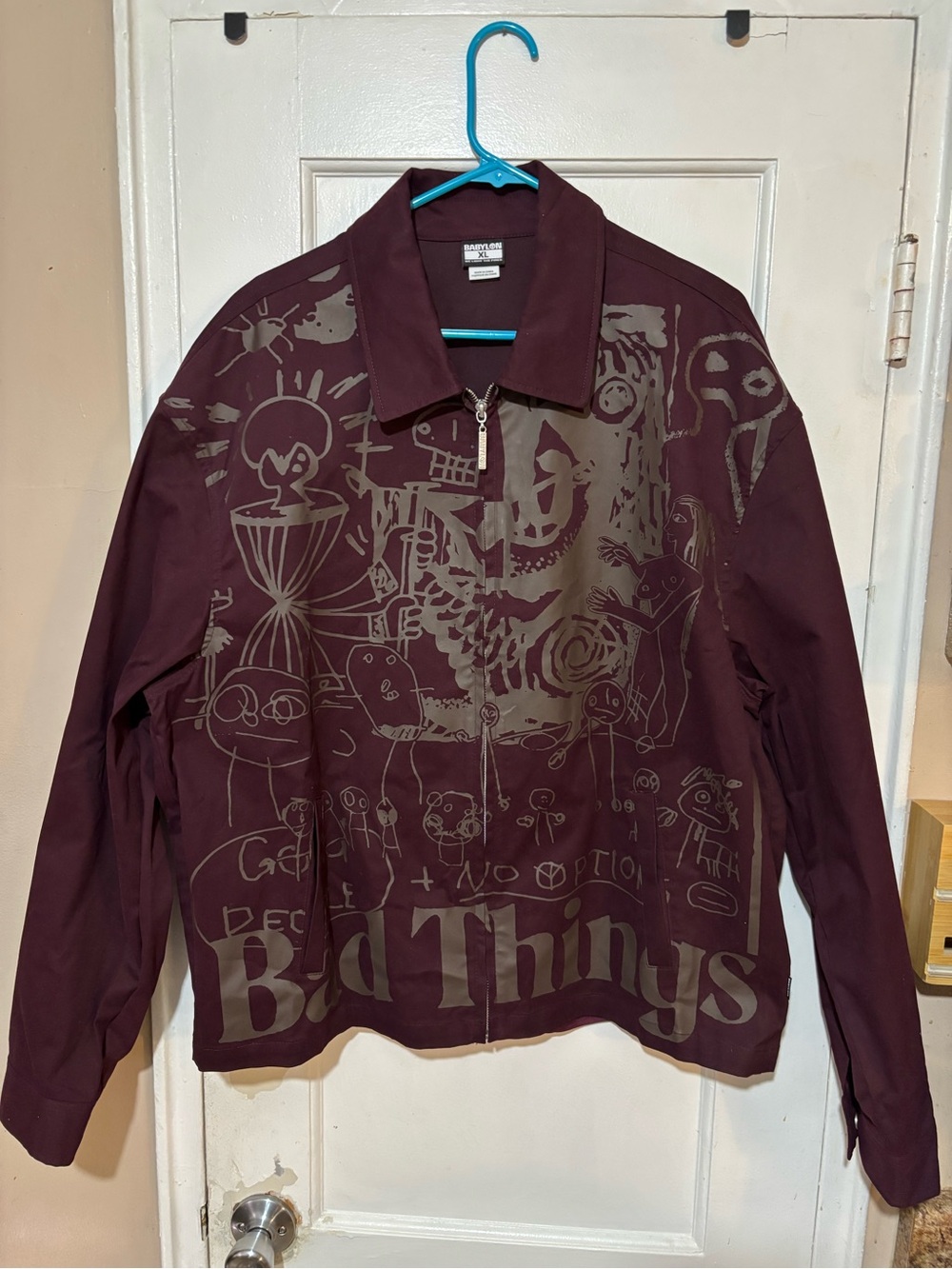 BABYLON Burgundy Graphic Zip-Front Jacket Men’s.